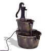 Outdoor Rustic Barrel Water Fountain with Submersible Pump