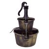 Outdoor Rustic Barrel Water Fountain with Submersible Pump