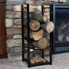 Black Indoor/Outdoor 32-inch Firewood Log Rack