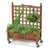 Raised Garden Bed Planter Box Cart on Wheels with Trellis