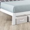 Twin XL Wide-Slat White Metal Platform Bed Frame with Headboard Brackets