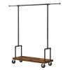 Industrial Metal Pipe Garment Rack with Bottom Shoe Storage Shelf on Wheels