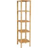 Slim 4-Shelf Natural Bamboo Wooden Shelving Unit Bookcase