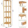 Slim 4-Shelf Natural Bamboo Wooden Shelving Unit Bookcase