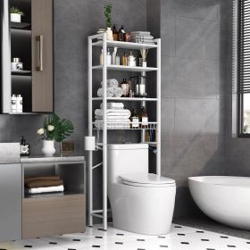 Industrial Over the Toilet Shelving Unit in Metal White Wood