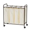 Farmhouse 4 Section Removeable Bag Wheeled Laundry Sorter Cart