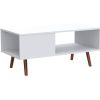 Modern Mid-Century Style Coffee Table in White Brown Wood