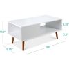 Modern Mid-Century Style Coffee Table in White Brown Wood