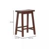 Set of 2 Farmhouse Saddle Bar Stools in Brown Walnut Wood Finish