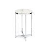 Round Cross Leg Side Table Nightstand with White/Chrome Top