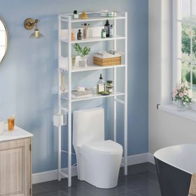 Modern Over the Toilet Shelving Unit in Metal White Wood