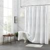 White Cotton Chenille Striped Shower Curtain