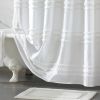 White Cotton Chenille Striped Shower Curtain