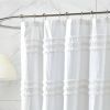 White Cotton Chenille Striped Shower Curtain