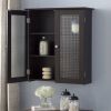 Bathroom Wall Cabinet with Two Glass Doors in Dark Espresso