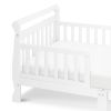 Modern Toddler Sleigh Bed with Slatted Guard Rails in White