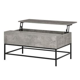 Modern Grey Lift Top Coffee Table w/ Hidden Storage