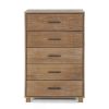 Modern Farmhouse Solid Wood 5 Drawer Bedroom Chest - Pine