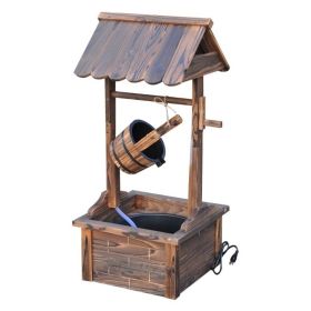 Solid Wood Wishing Well Water Fountain with Bucket and Pump