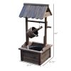 Solid Wood Wishing Well Water Fountain with Bucket and Pump