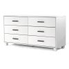 Modern Farmhouse 6 Drawer Double Dresser in White Finish