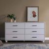 Modern Farmhouse 6 Drawer Double Dresser in White Finish