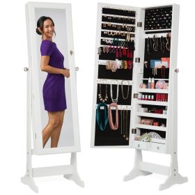 White Freestanding Mirror / Jewelry Organizer Armoire