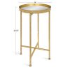 Gold Metal End Table with Removable White Tray Top