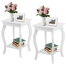 Stylish Nightstand End Table in White Wood Finish