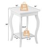 Stylish Nightstand End Table in White Wood Finish