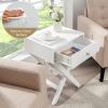 X-Shape Nightstand End/Side Table in White