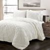 Full/Queen Soft Pleated Cotton 3 Piece Comforter Set White