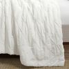 Full/Queen Soft Pleated Cotton 3 Piece Comforter Set White