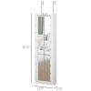 White Wall Mounted Jewelry Armoire with Mirror and Lights