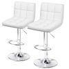 White Faux Leather Barstool with Low Back Swivel Seat