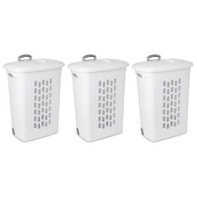 Set of 3 Laundry Hamper Dirty Clothes Baskets with Lids with Roller Wheels