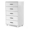 Modern Farmhouse Solid Wood 5 Drawer Bedroom Chest - White