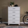 Modern Farmhouse Solid Wood 5 Drawer Bedroom Chest - White