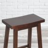 2 Farmhouse Bar Height Saddle Seat Barstools in Brown Walnut