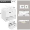 Modern Wall Mounted Bathroom Vanity in White Wood Finish with Ceramic Sink