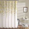 Floral Vines Flowers Shower Curtain in Off-White Beige Cream Yellow Grey