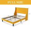 Full Size Yellow Linen Blend Upholstered Platform Bed with Wingback Headboard