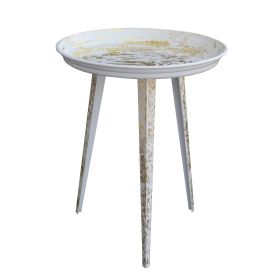 Artisanal Industrial Round Tray Top End Table