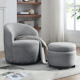 Welike Swivel barrel chair with round storage ottoman