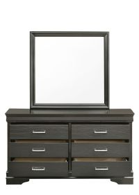 Modern 6 Drawer Dresser made with Wood in Gray