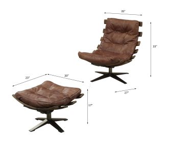 ACME Gandy Chair & Ottoman in Retro Brown Leather