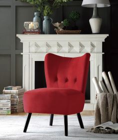 Unique Style Red Velvet Covering Accent Chair