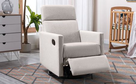 Modern Upholstered Rocking Recliner Chair, Tan