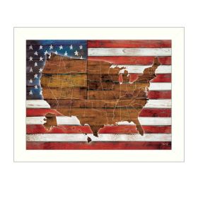 "American Flag USA Map" By Marla Rae, Printed Wall Art