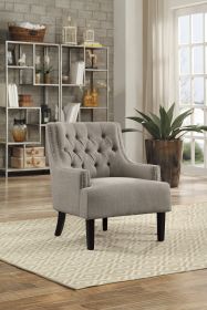 Modern Traditional Accent Chair Button Tufted Taupe Fabric